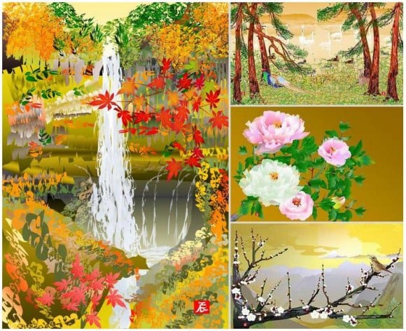 Excelのオートシェイプで描かれた日本画の画像