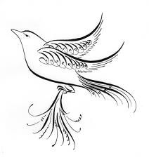 calligraphy bird
