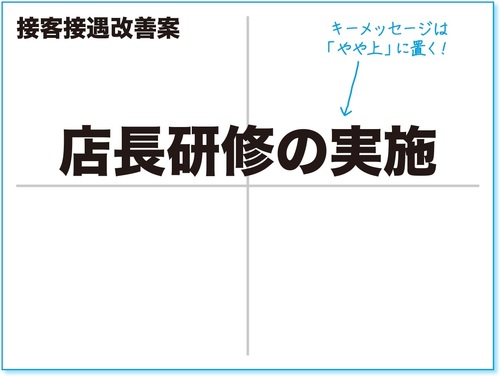 キーメッセージはやや上に置くことを説明した画像